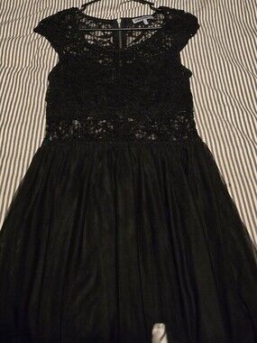 Black Lace Top Tulle Dress